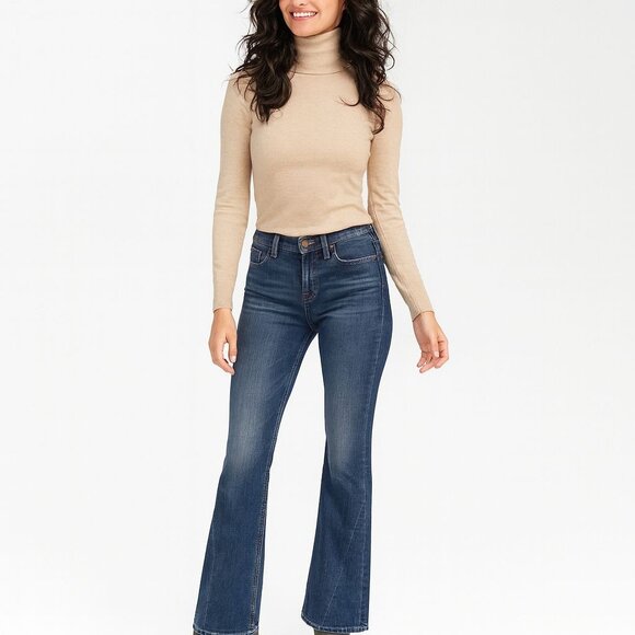 Joey True Religion Size 28 Mid Rise Flare Jeans Blue Denim With Red Stitching - Picture 1 of 13